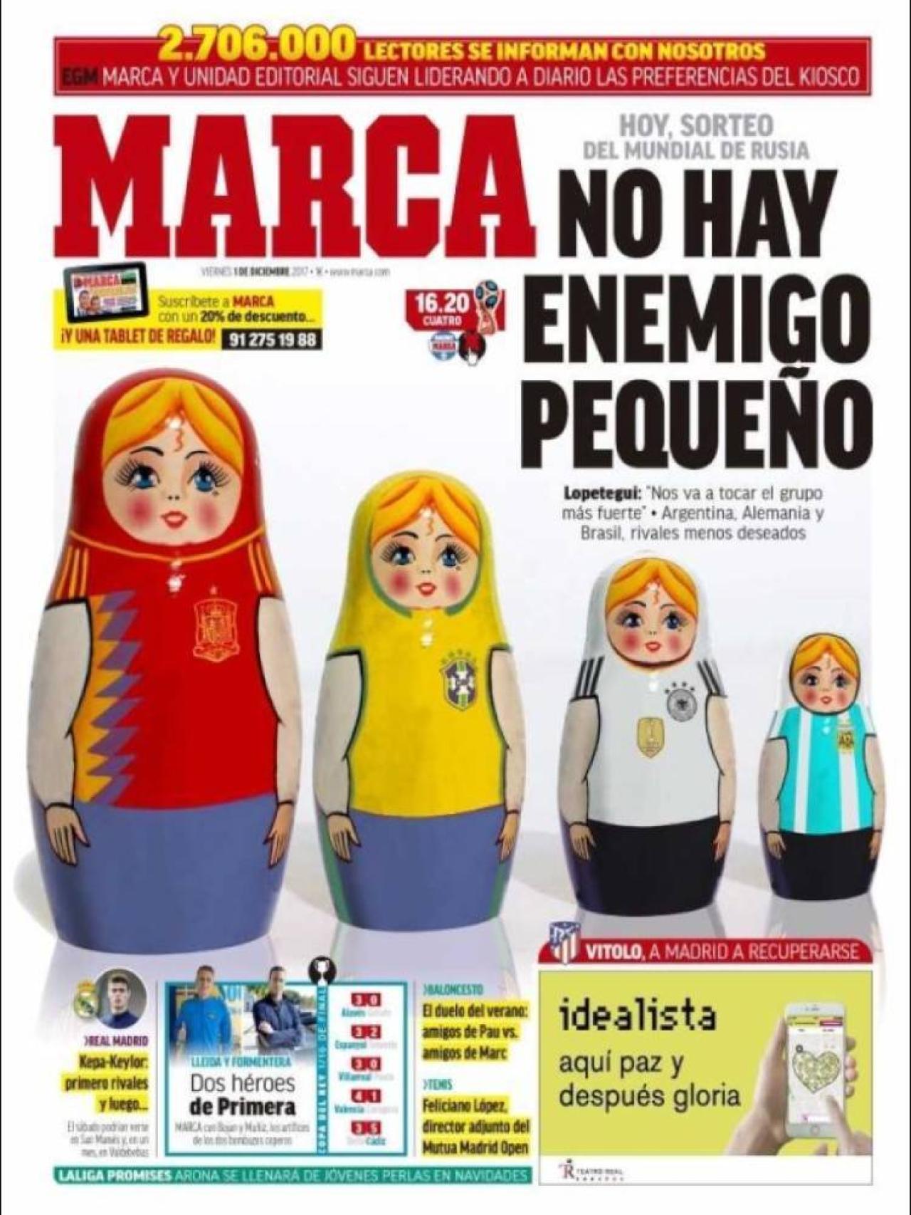 Las portadas de la prensa deportiva del 1 de diciembre de 2017