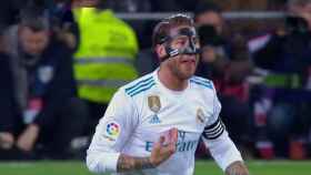 Sergio Ramos, con máscara ante el Athletic