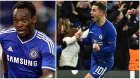 Essien trata de retener a Hazard en el Chelsea