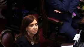 Kirchner en su escaño del Senado la semana pasado
