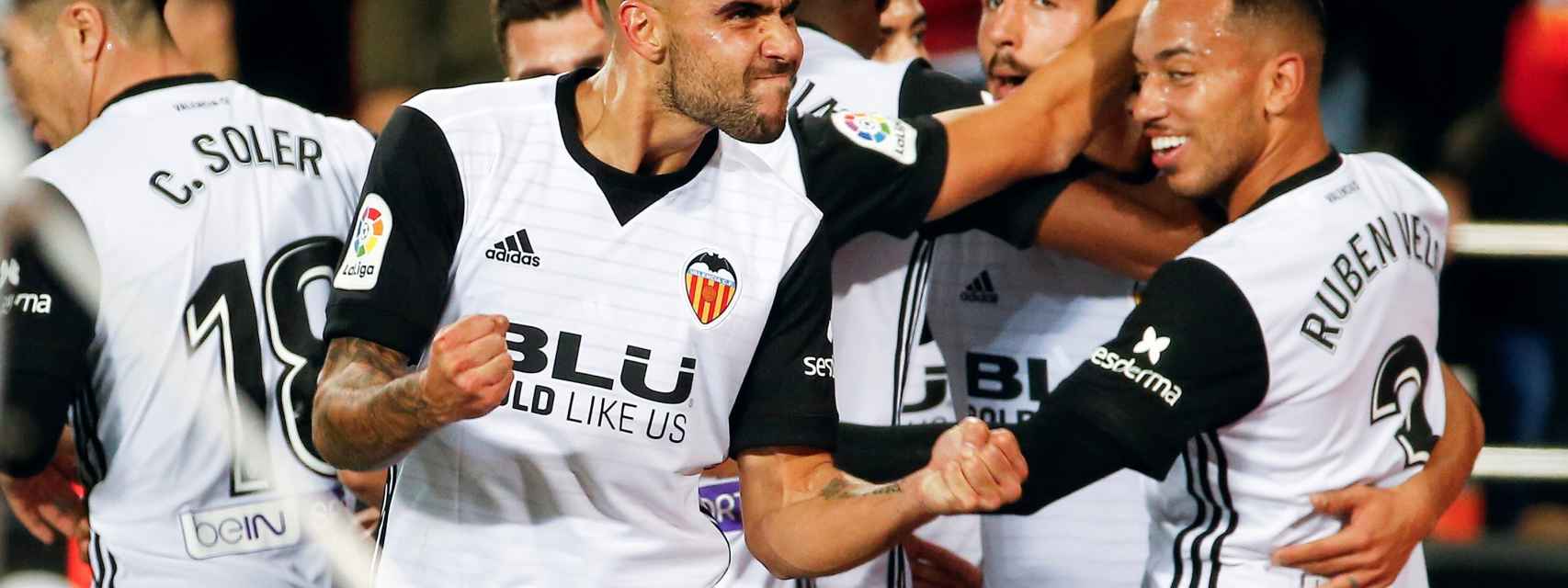 Zaza celebra su gol en el Valencia - Celta de Vigo.