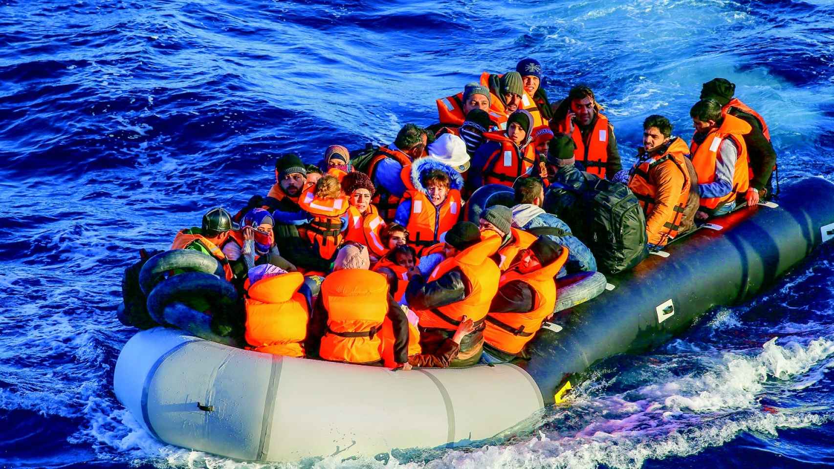 Un grupo de inmigrantes rescatados.
