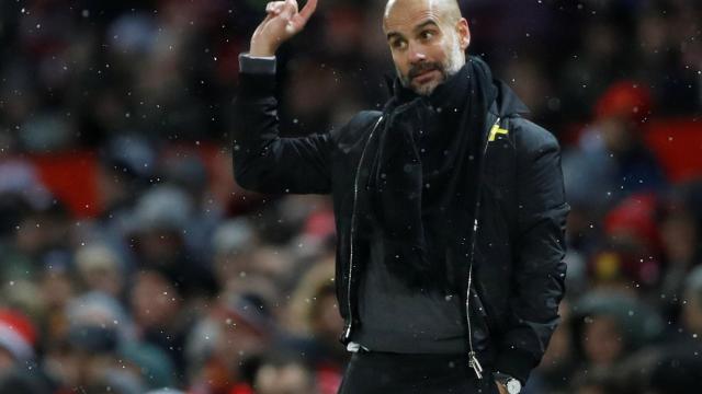 Guardiola, durante el partido ante el United.