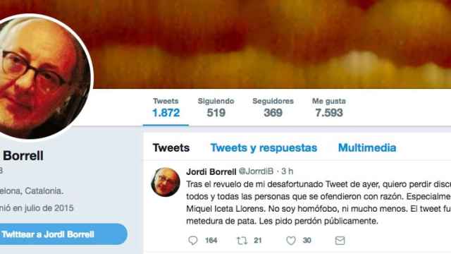 Perfil en Twitter de Jordi Borrell, ya exdirector del Instituto de Nanociencias de la UB.