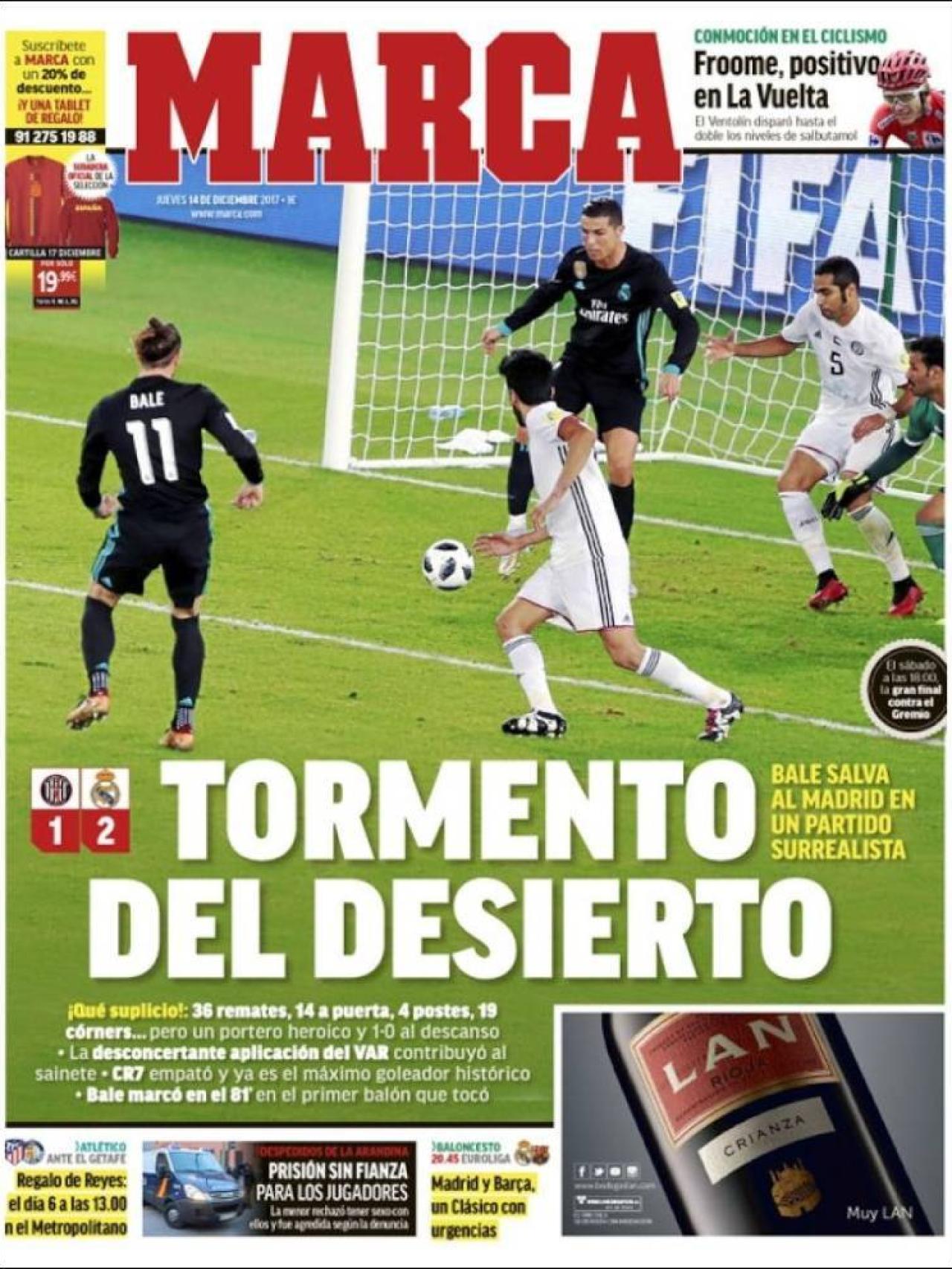 Las portadas de la prensa deportiva del 14 de diciembre