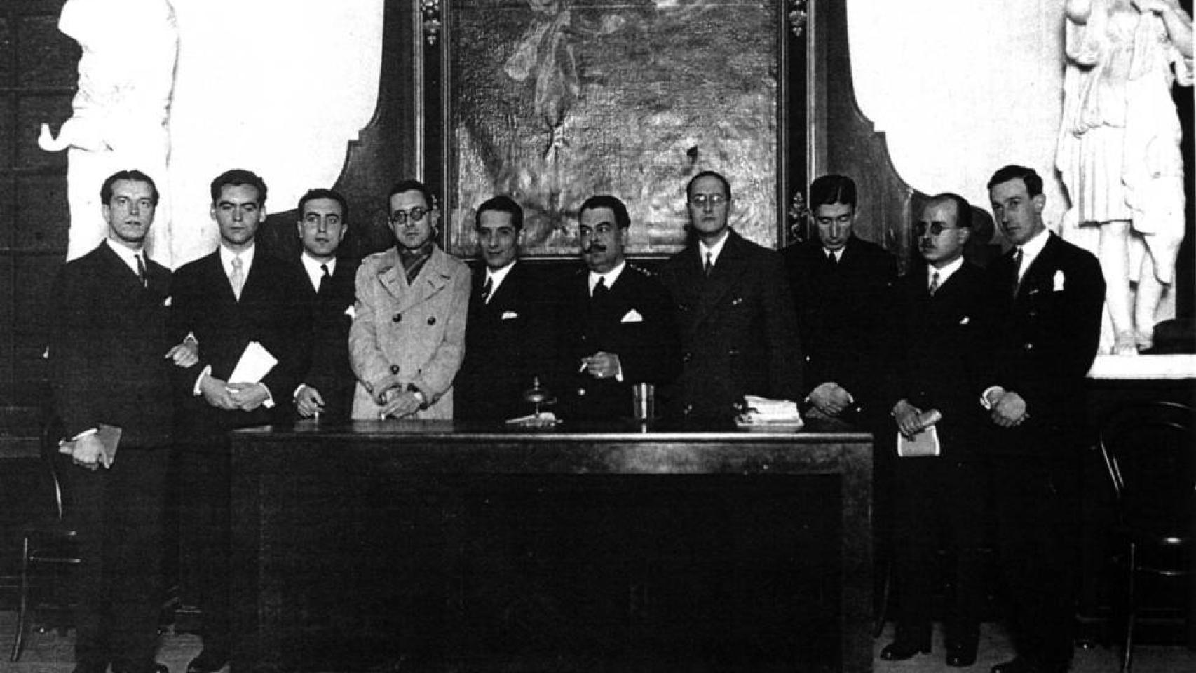 Generación del 27 en el Ateneo, celebrando a Góngora. Atribuida a Pepín Bello.