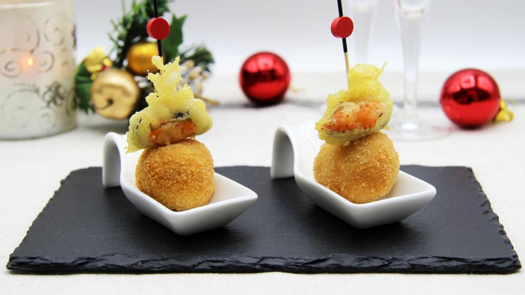 Croquetas de gambones con mejillones en tempura con Thermomix