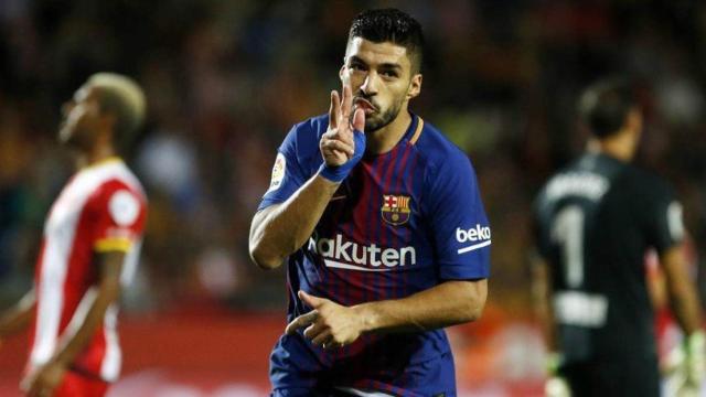 Luis Suárez celebra un gol con el Barça. Foto: fcbarcelona.es