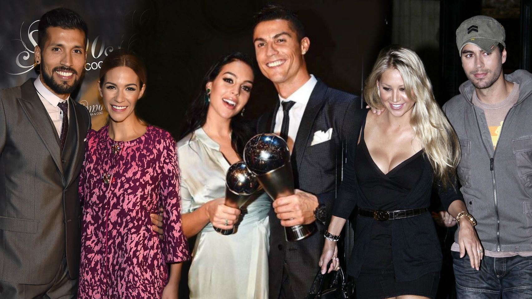 Ezequiel Garay con Tamara Gorro, Georgina con Cristiano Ronaldo y Anna Kurnikoca con Enrique Iglesias.
