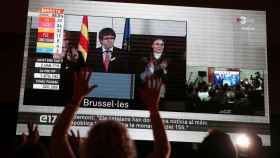 Carles Puigdemont en su comparecencia desde Bruselas para valorar los resultados del 21-D.