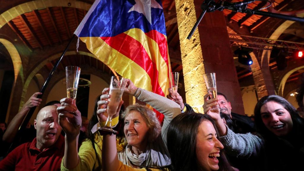 Celebracionesen la ANC tras conocerse los resultados del 21-D.