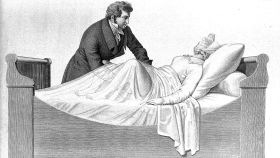 Un médico masajeando a su paciente en una ilustración francesa de 1825.