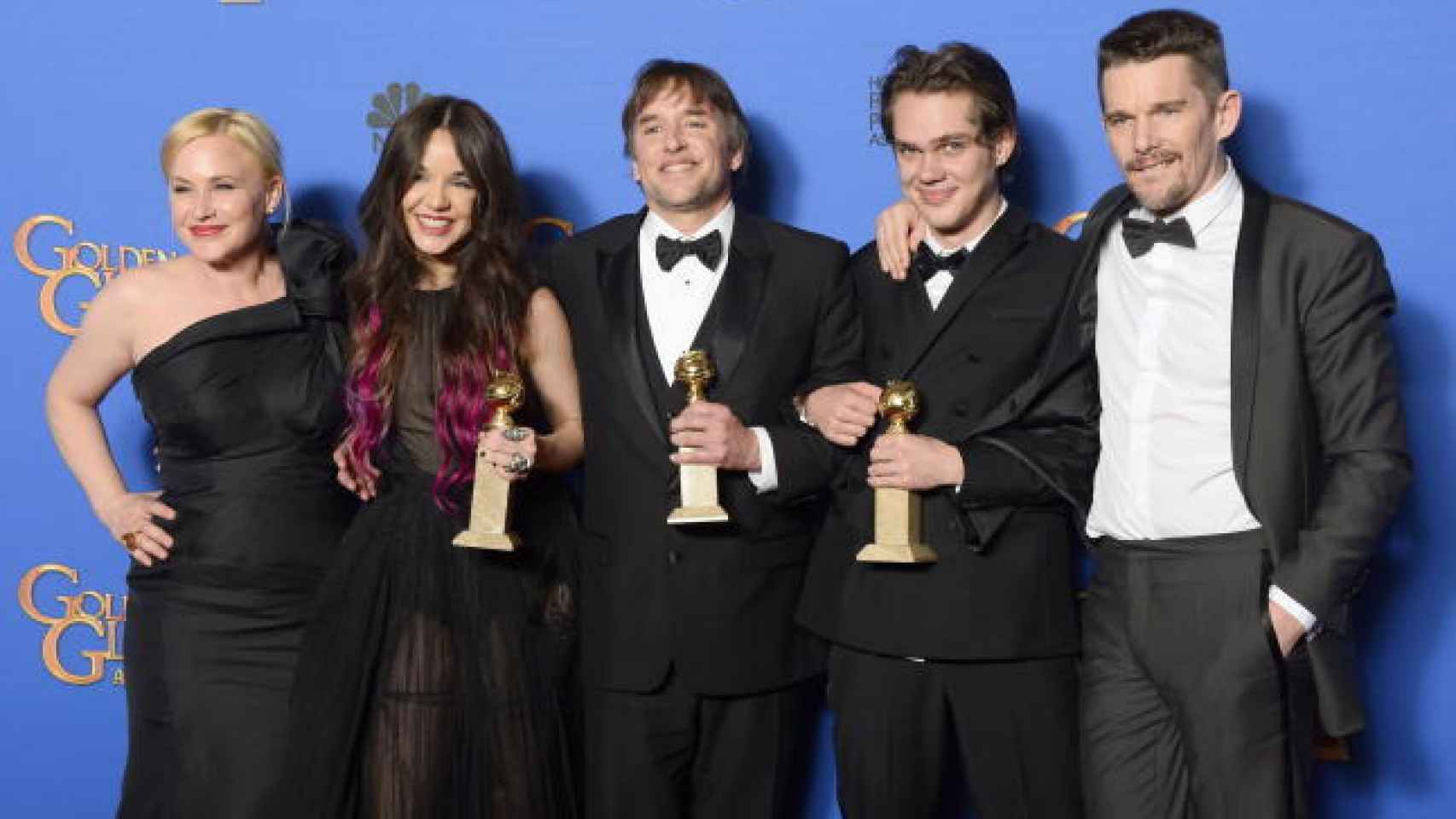 El equipo de Boyhood con su Globo de Oro hace tres años.
