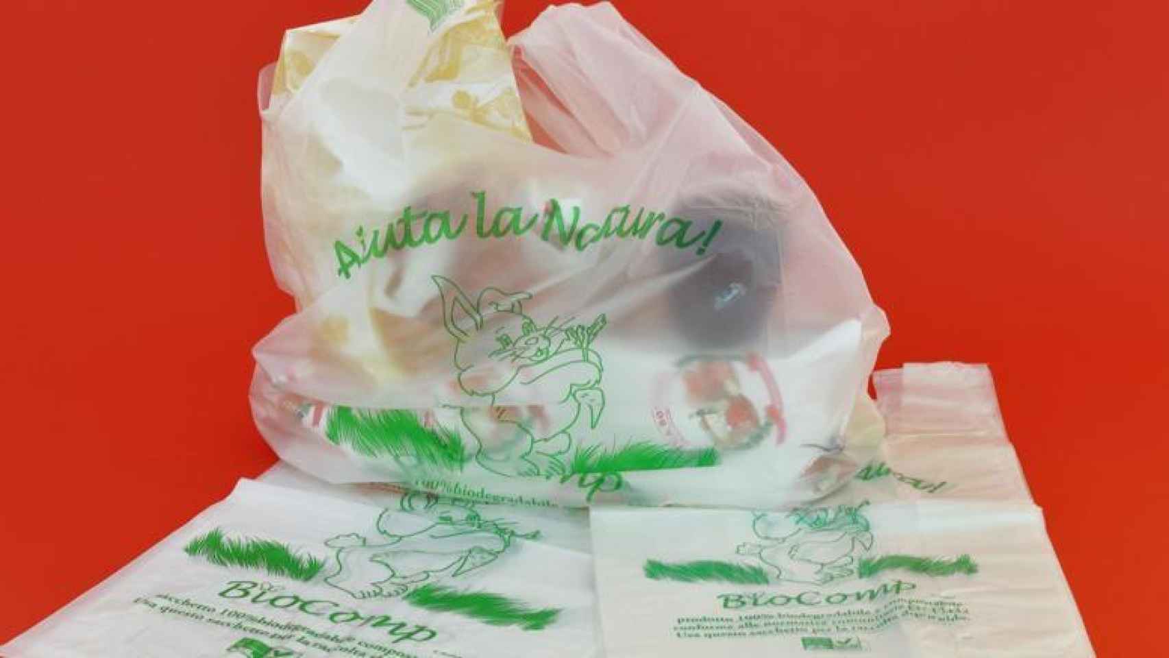 Una bolsa biodegradable en Italia.