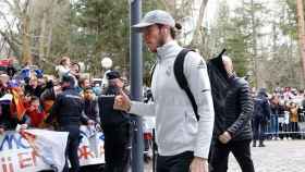 Bale en su llegada a Soria