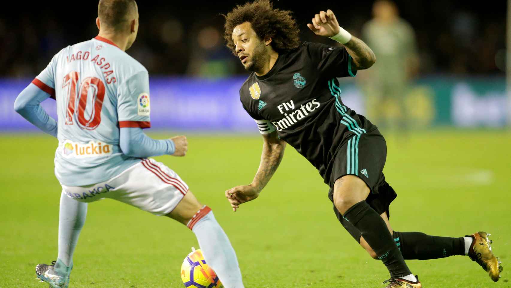 Marcelo, en el partido ante el Celta, uno de sus peores encuentros con el Madrid.