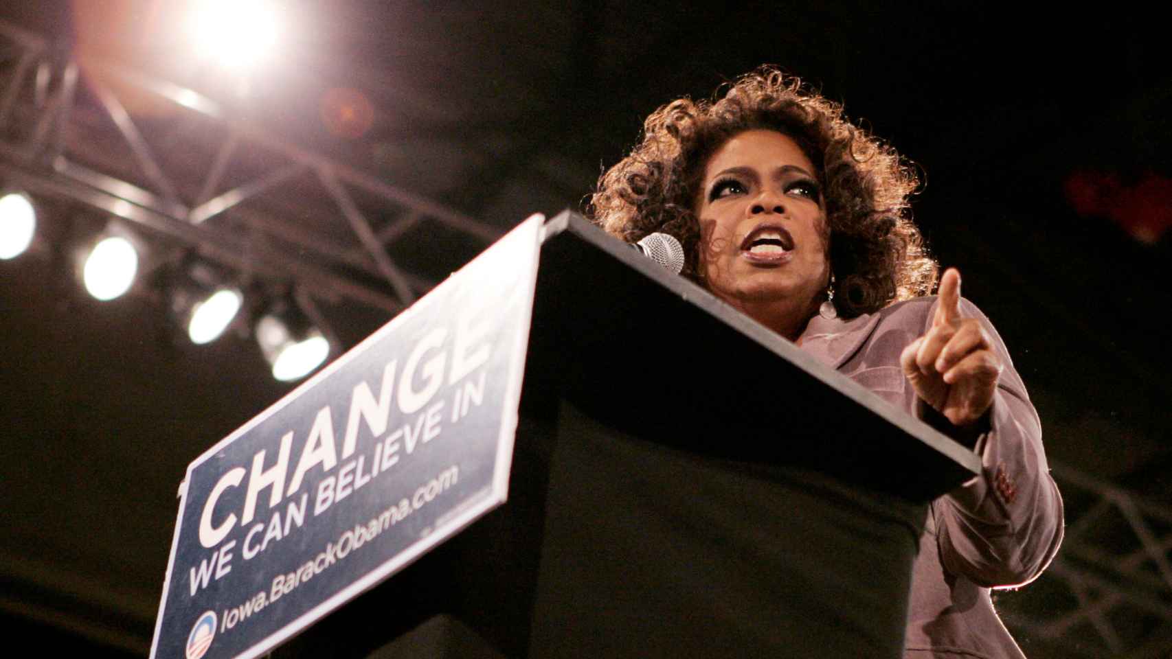 Winfrey en un mitin de Obama en 2007