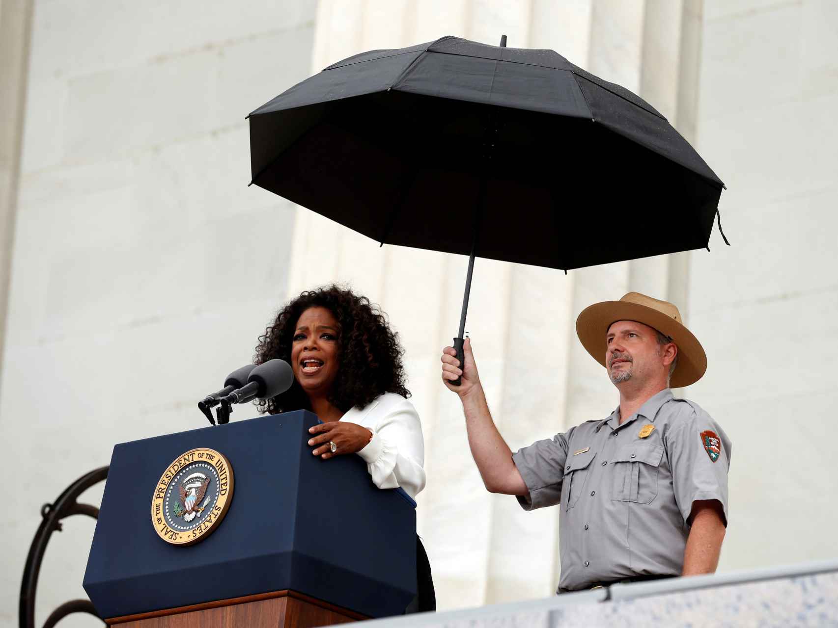 Winfrey en un discurso de los derechos civiles en agosto de 2013 en Washington
