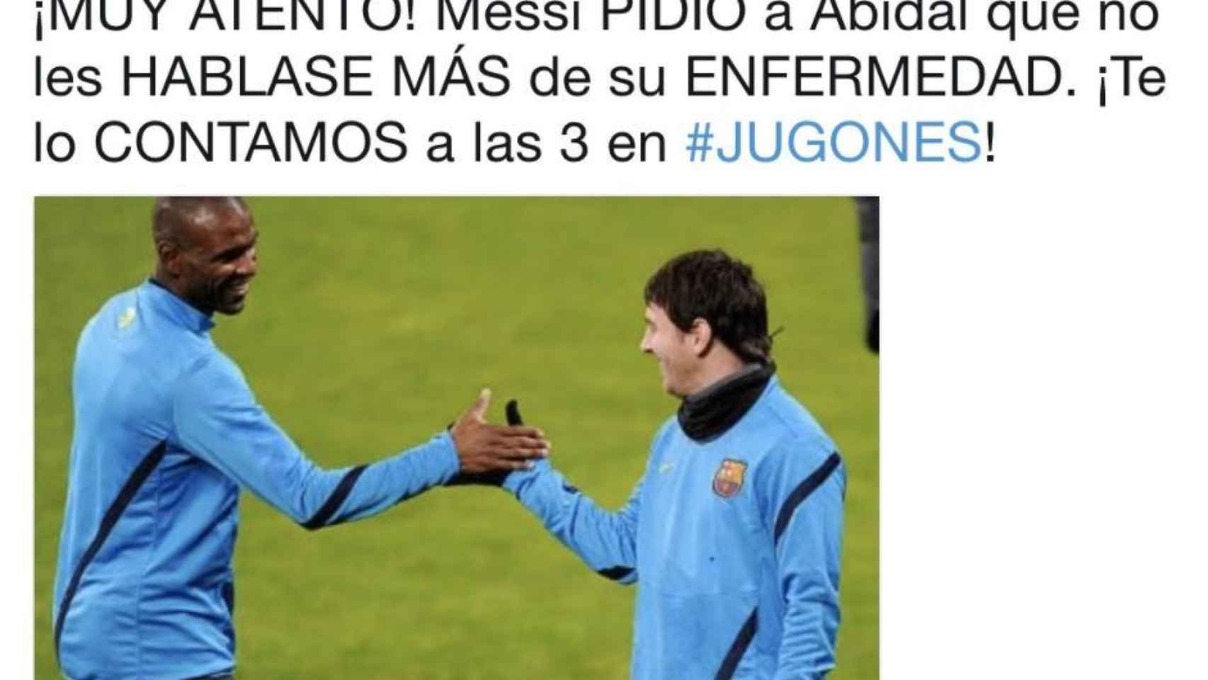 Abidal, Messi y el tuit de El Chiringuito.