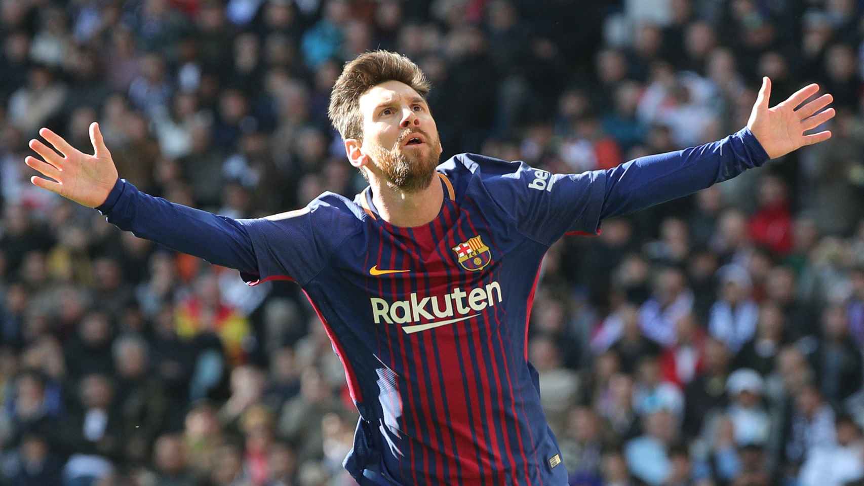 Messi celebra un gol en el Bernabéu.