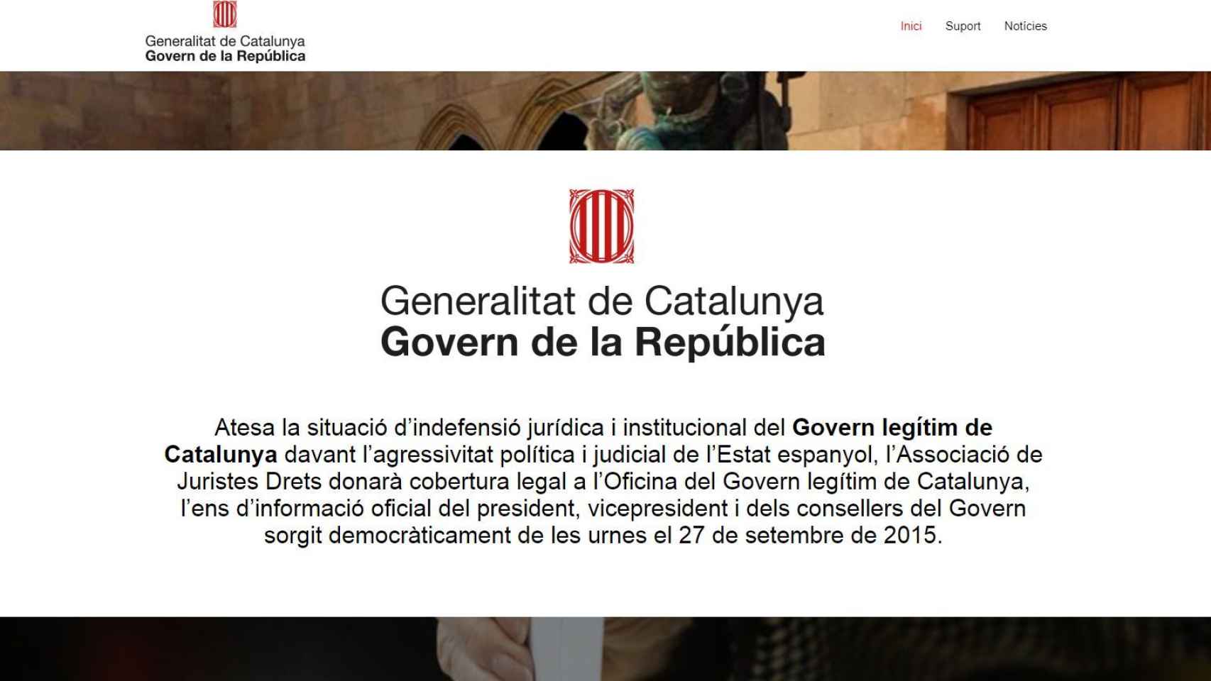 Imagen de la nueva web lanzada por Puigdemont.