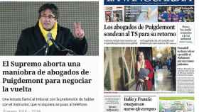 Noticia de El Español del 10 de enero y portada de La Vanguardia del 12 de enero.