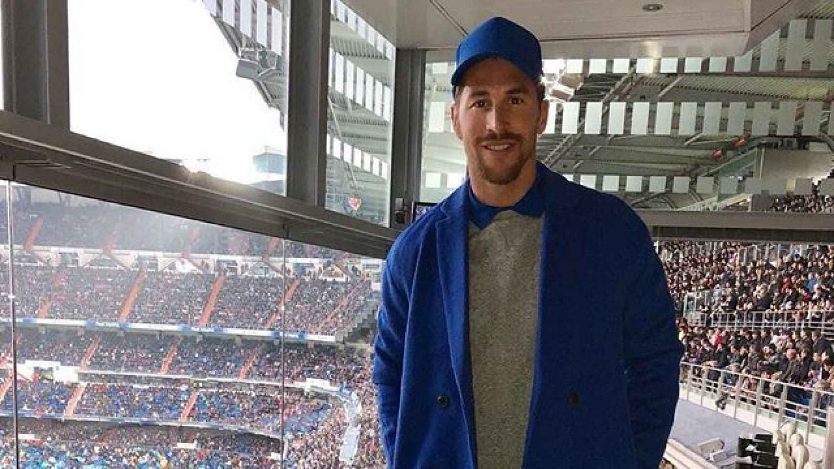 Sergio Ramos apareció de esta guisa en el Bernabéu.