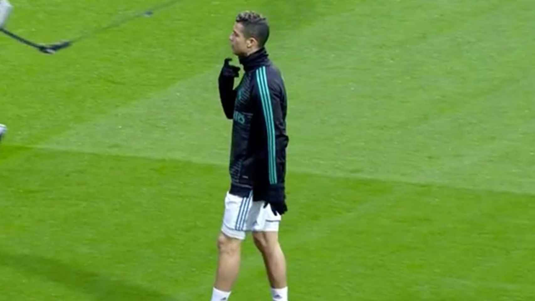 Cristiano Ronaldo durante el calentamiento frente al Villarreal