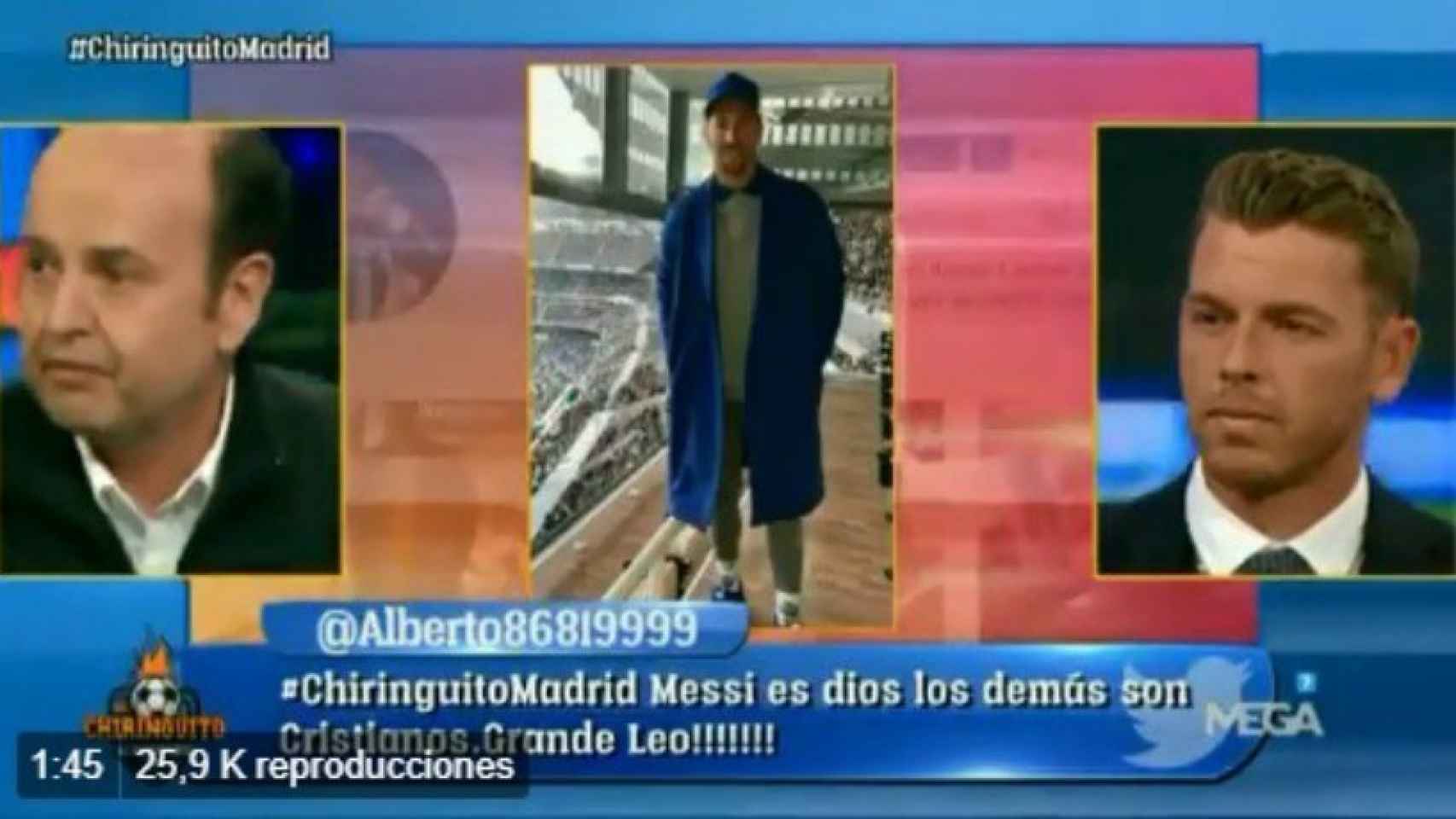 Juanma Rodríguez y Jota Jordi discuten sobre el atuendo de Sergio Ramos. Foto: Twitter (@elchiringuitotv)