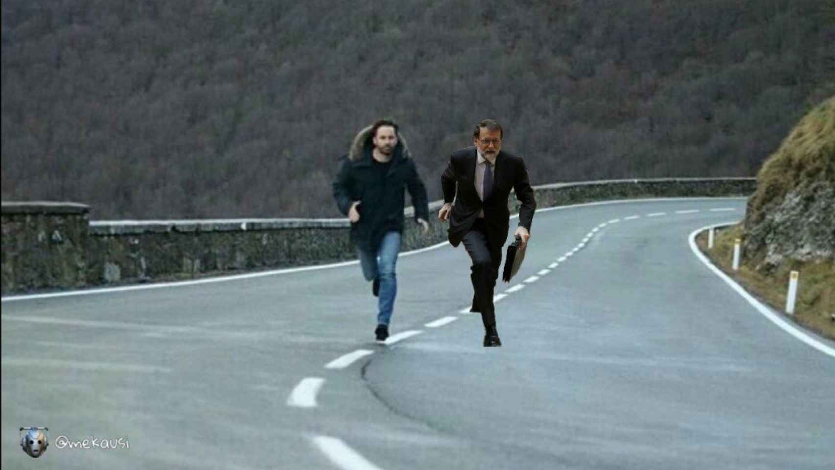 Santiago Abascal y Mariano Rajoy corren para salvar España.
