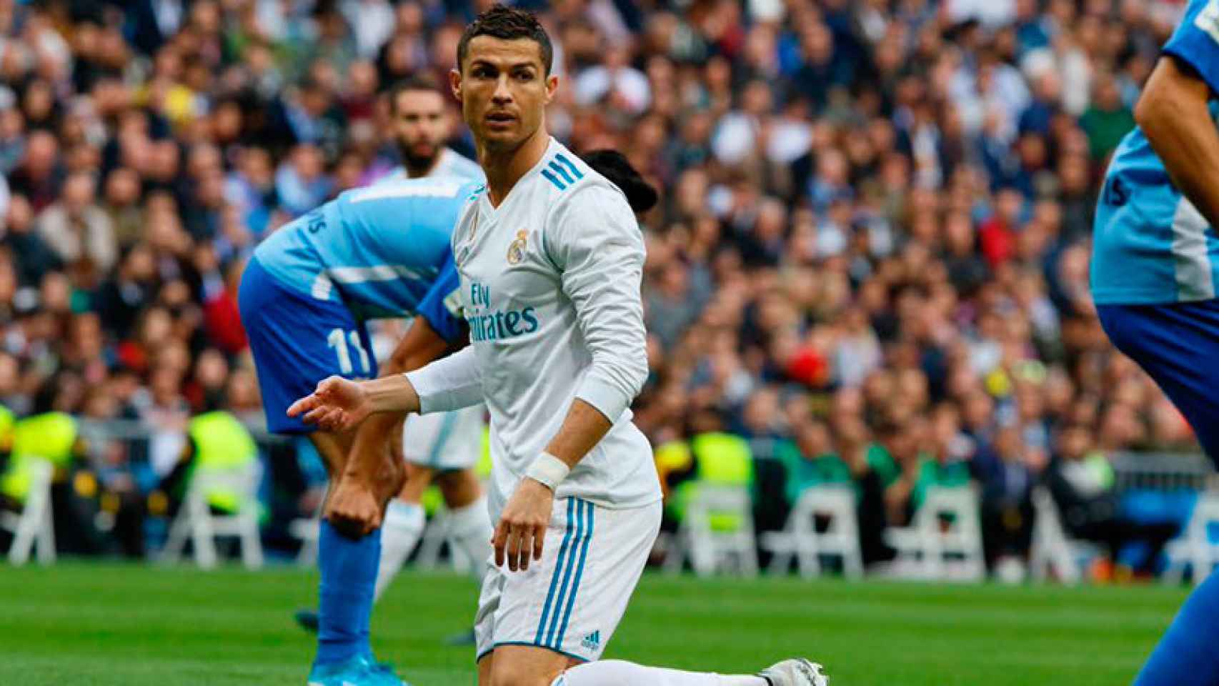 Cristiano Ronaldo, tras una ocasión frente al Málaga Foto: Manu Laya / El Bernabéu