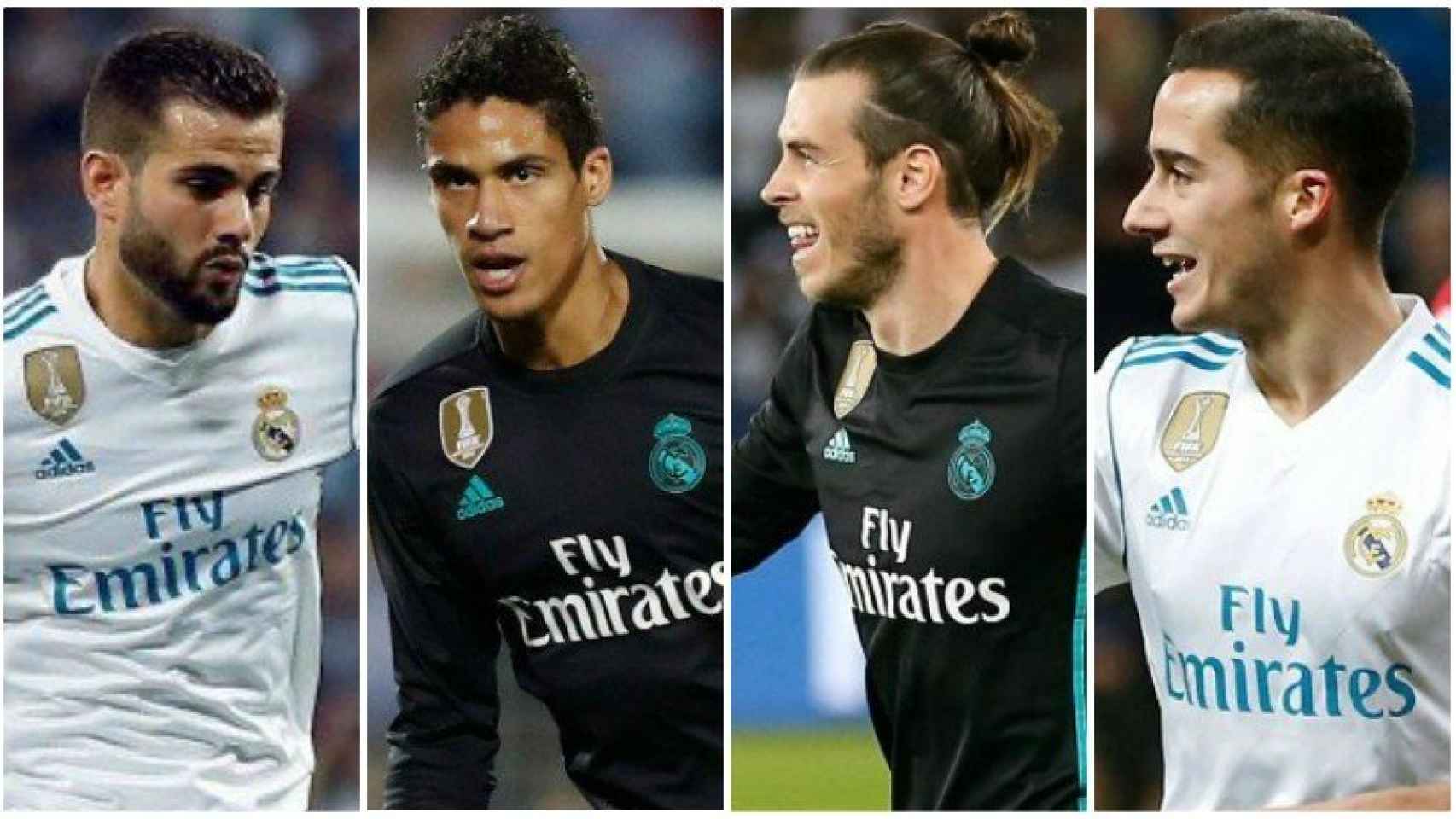 Nacho, Varane, Bale y Lucas Vázquez