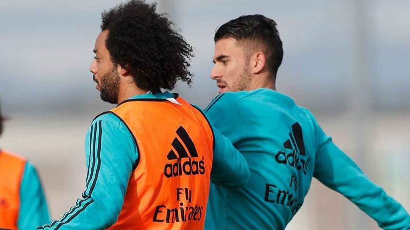 Ceballos y Marcelo, en el entrenamiento del Real Madrid