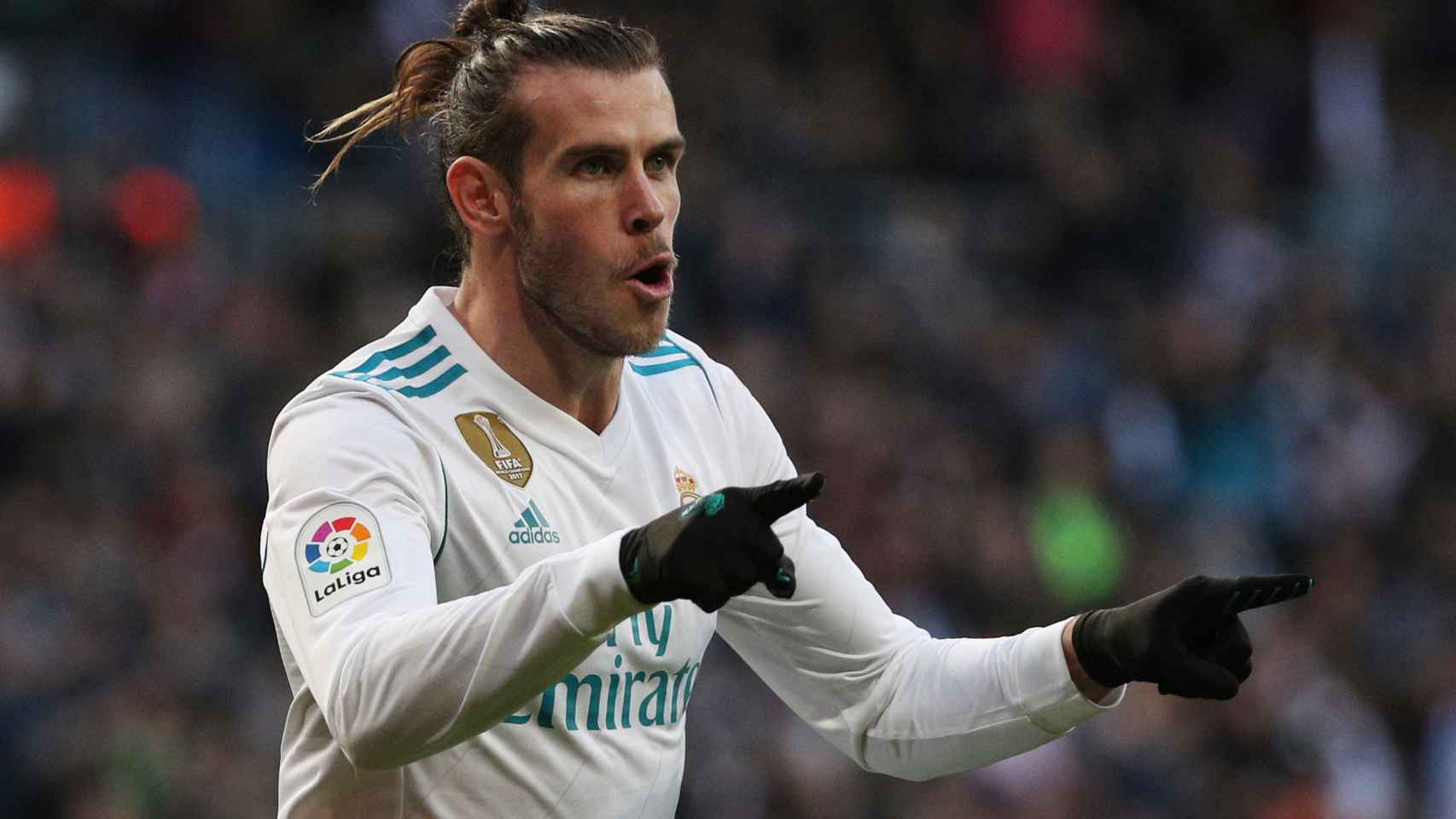 Bale celebra uno de sus dos goles al Deportivo.