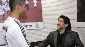Maradona con Cristiano Ronaldo. Foto: Instagram (maradona_oficial)