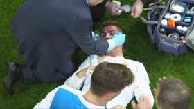 Cristiano Ronaldo sangrando tras un choque
