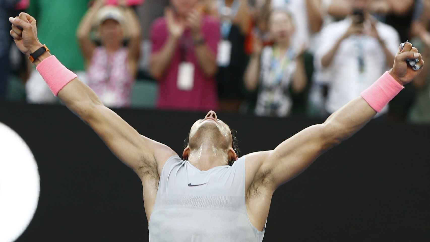 Rafa Nadal celebra su victoria en cuartos de final.