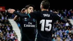 Theo y Asensio celebrando el gol al Leganés
