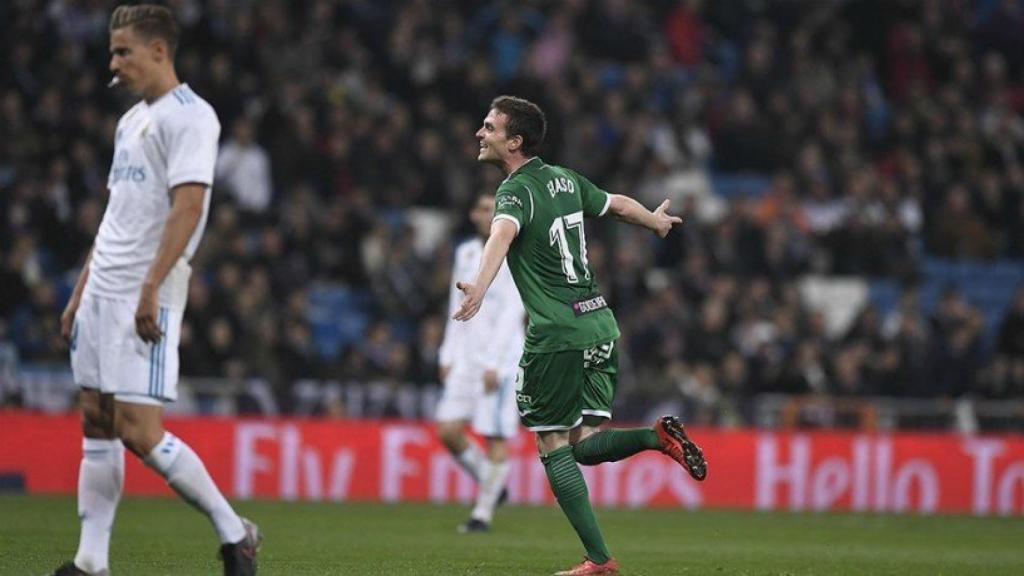 Eraso celebra ante el Madrid. Foto Twitter (@CDLeganes)