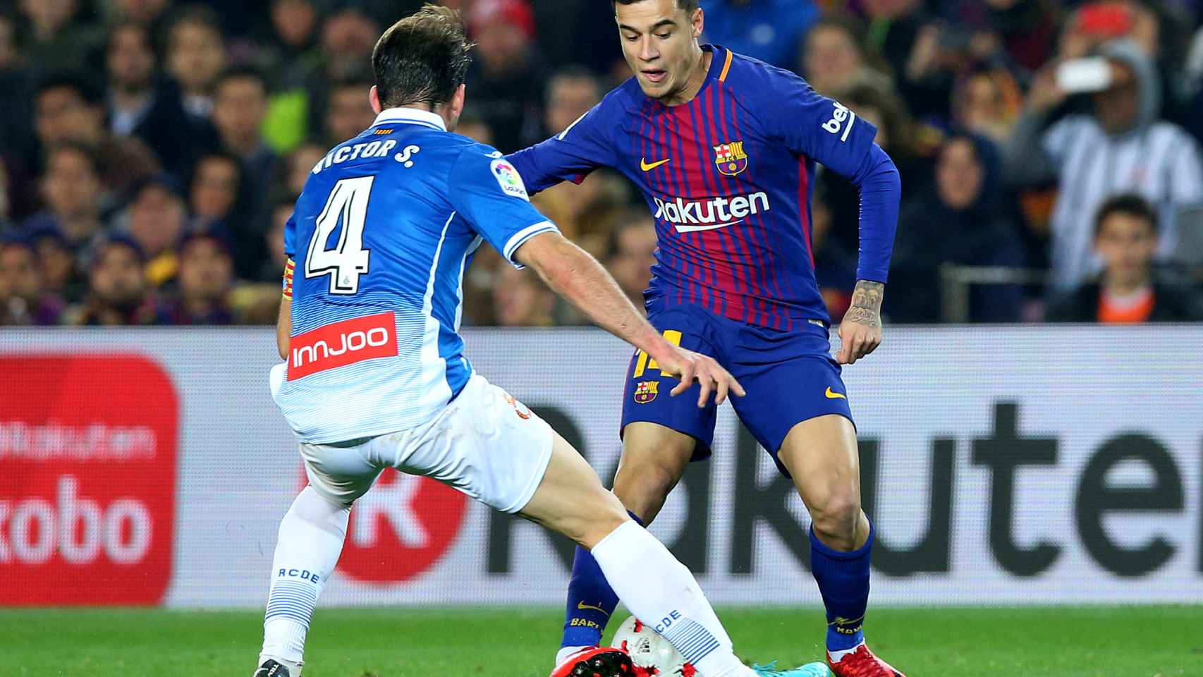 Coutinho jugó su primer partido en el Barcelona.