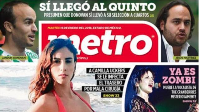 La portada del periódico 'Metro'.