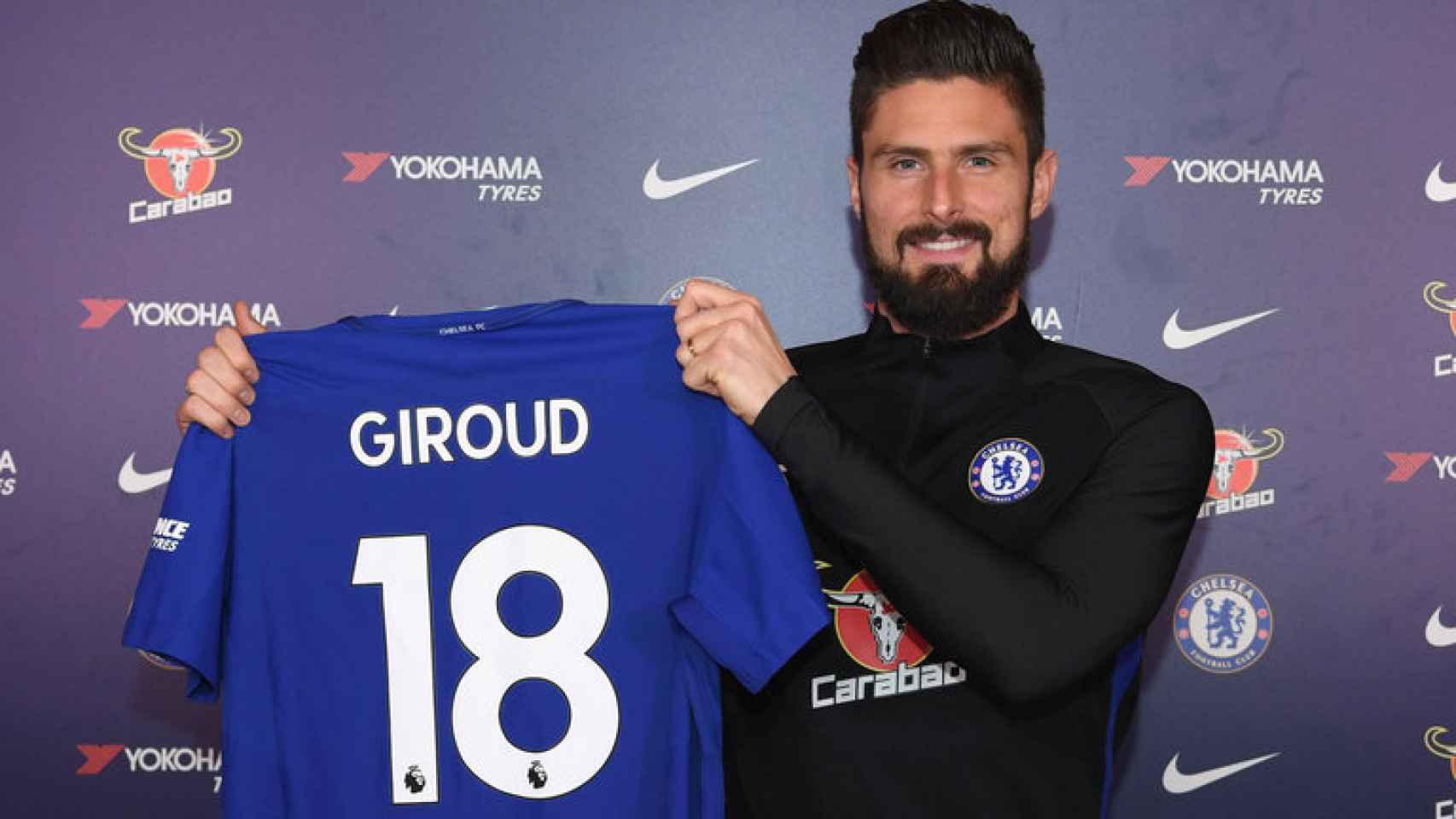 Giroud, con la camiseta del Chelsea.