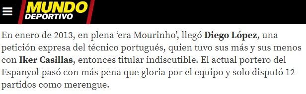 La tremenda pifia de Mundo Deportivo para atacar a Diego López y al Real Madrid