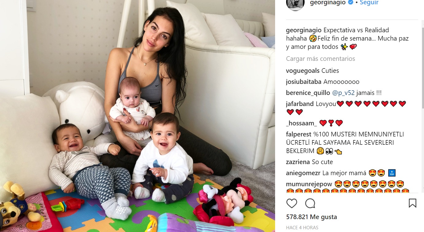 Georgina Rodríguez presume de lo duro que es ser madre con los hijos de Cristiano