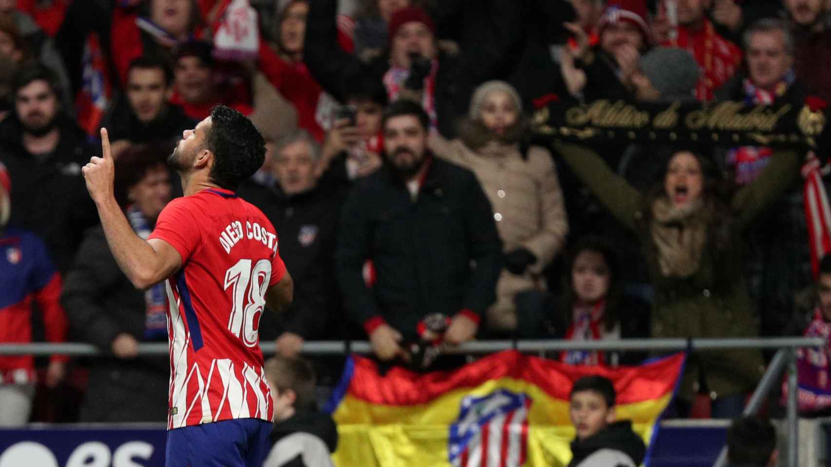 Diego Costa celebra un gol con el Atlético.