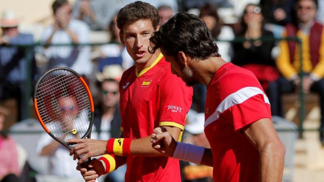 Pablo Carreño y Feliciano López durante la Copa Davis.