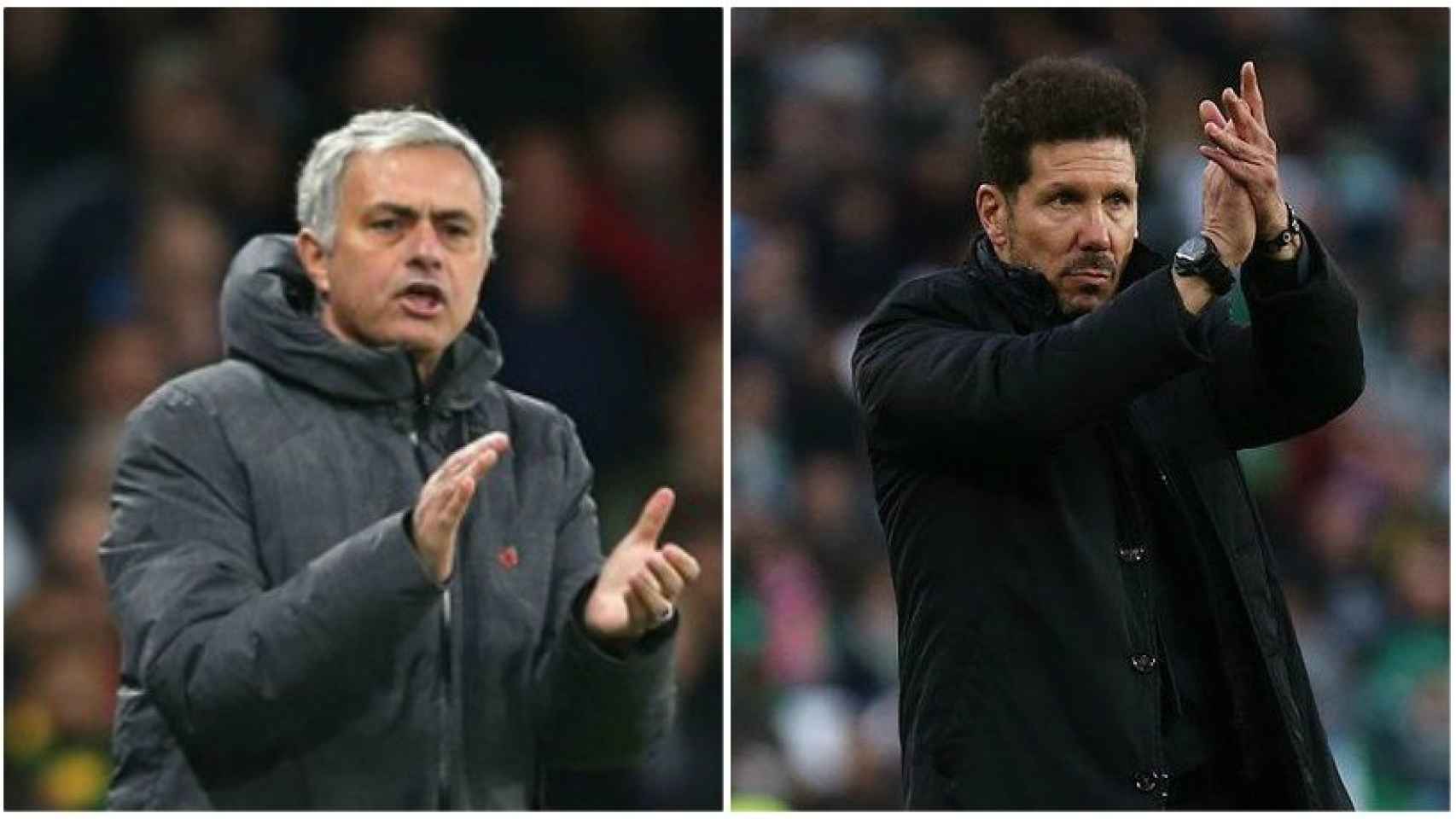 José Mourinho y Diego Simeone, entrenadores del Manchester United y el Atlético