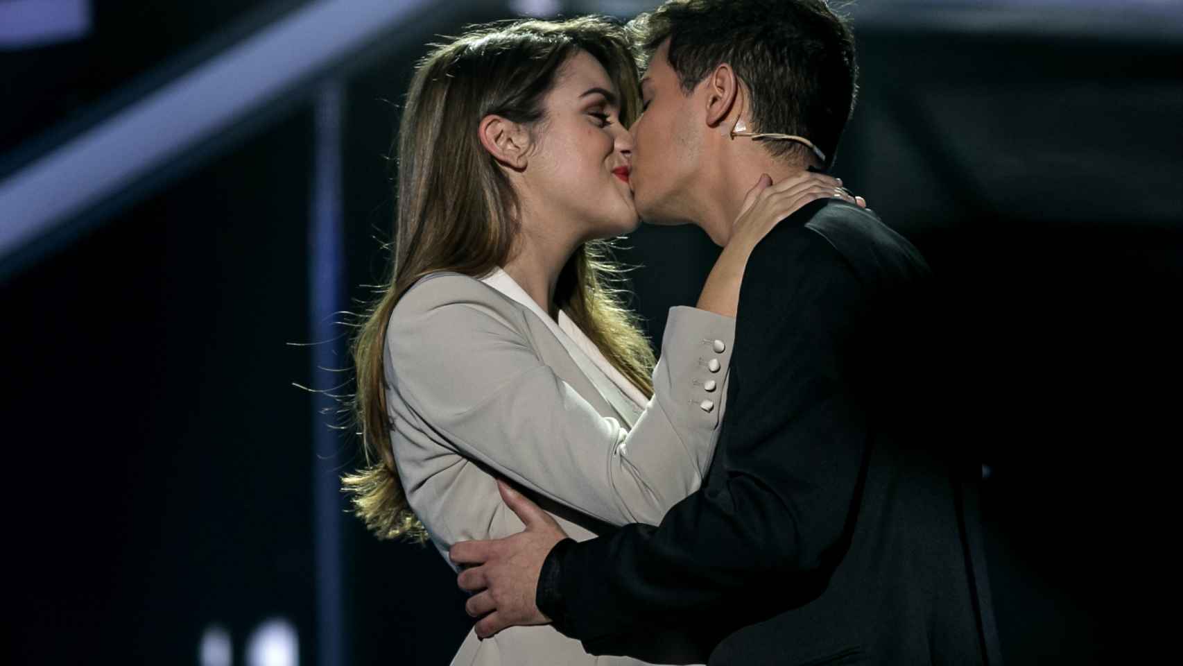 Alfred y Amaia de 'OT', tras cantar su canción de Eurovisión.
