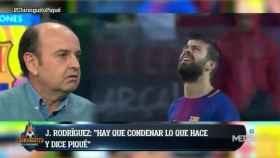 Juanma Rodríguez, contra Piqué. Foto Twitter (@elchiringuitotv)