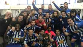 Los jugadores del CF Talavera celebrando la victoria. Foto: Twitter